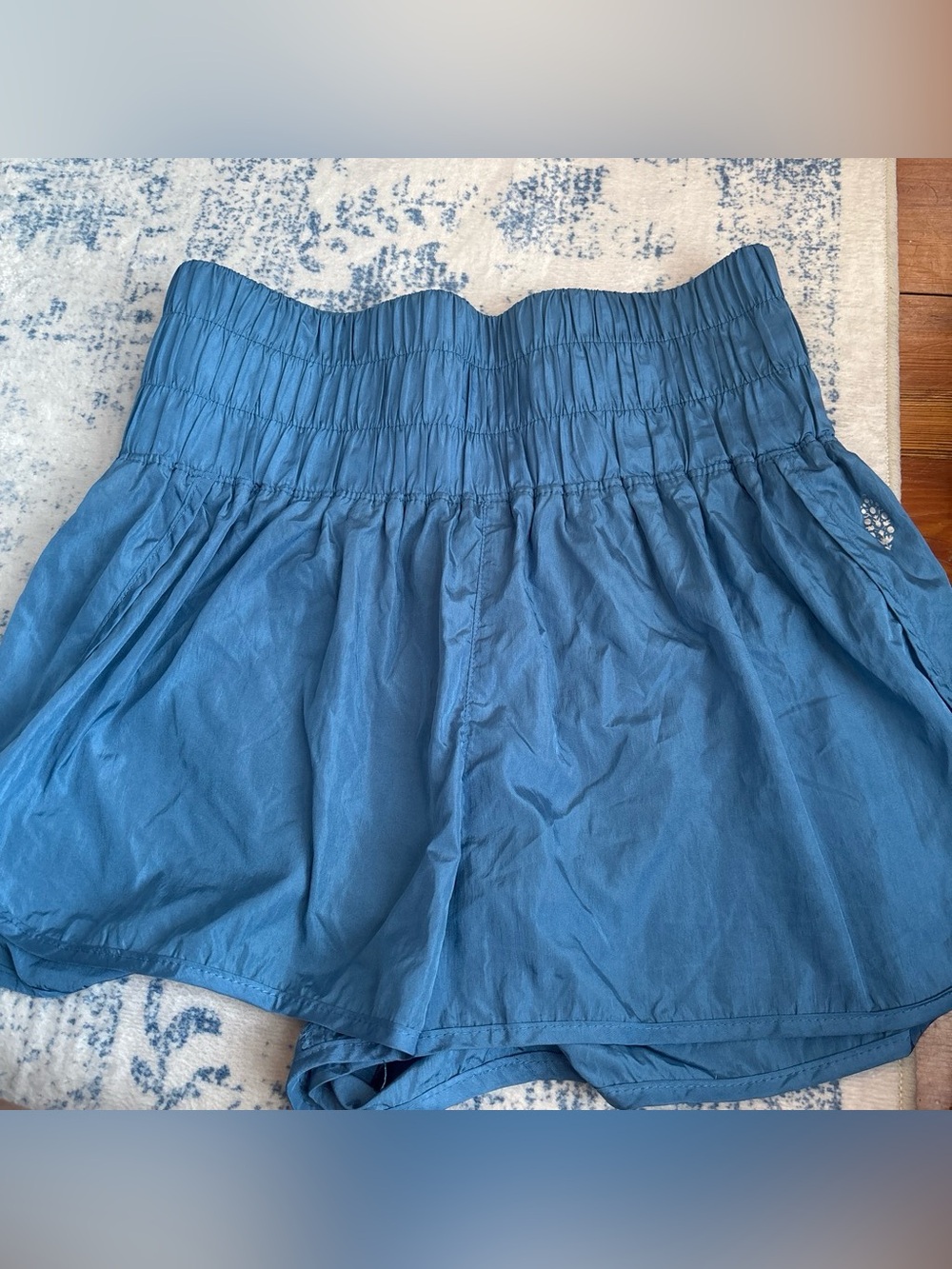 FP Movement by Free People Blue High-Waist Smocked Shorts